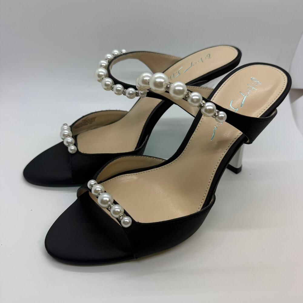 Betsey Johnson SB-LACY High Heel Women's Size 9 Black Pearl Jeweled Slip-On